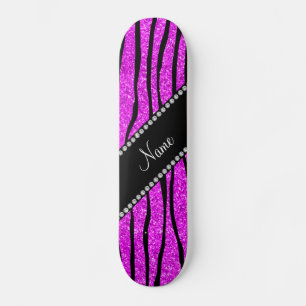 Skateboard Personnaliser nom neon parties scintillant rose zè