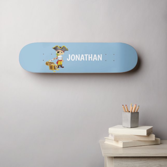 Skateboard Personnalized funny cute Boy Pirate (Art mural (Horz))