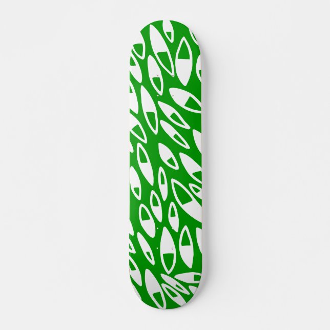 Skateboard Pétales Abstraits - Blanc sur Dk Green (Devant)