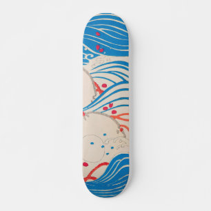 Skateboard Pétales sur les vagues Vintage japonais Motif ré