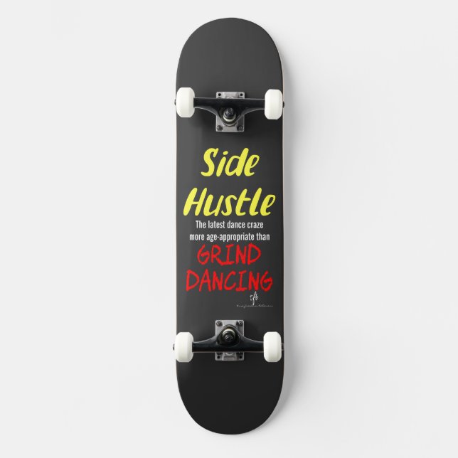 Skateboard Petit boulot vs. Grind Danse Texte Jaune Néon (Recto)