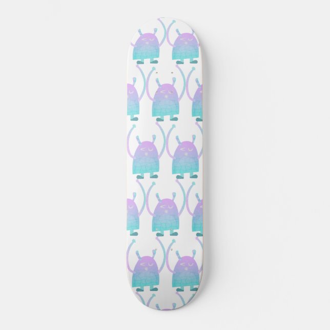 Skateboard Petit Monstre Bleu Mignon (Recto)