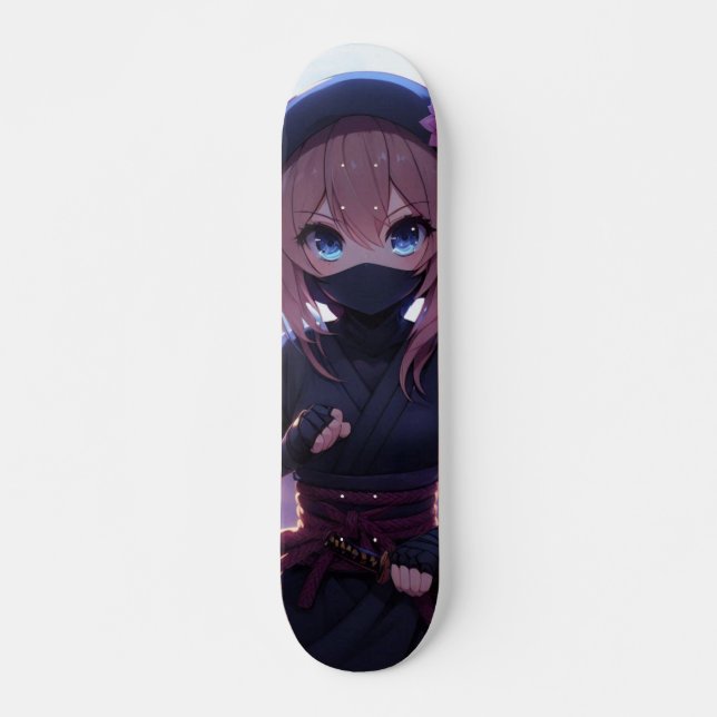 Skateboard Petite fille guerrière ninja (Devant)