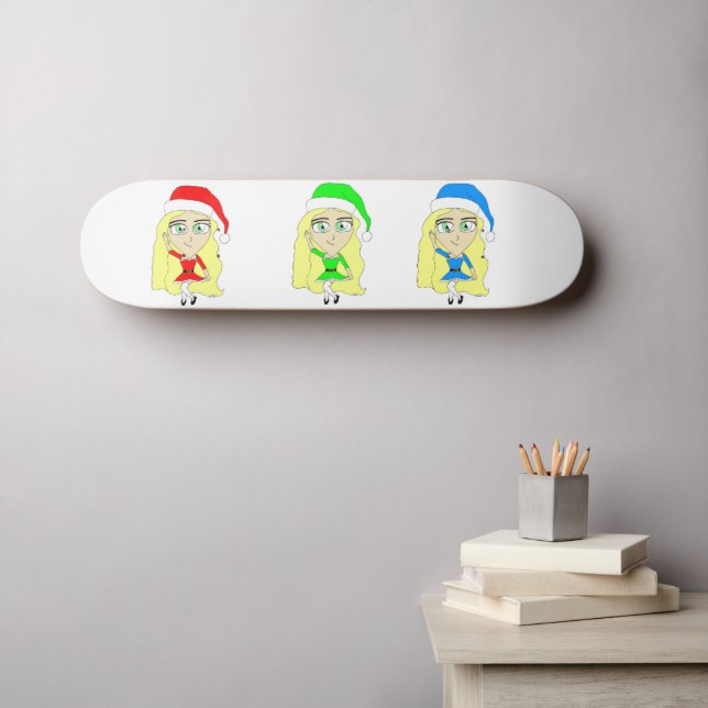 Skateboard Petites aides Santas (Art mural (Horz))