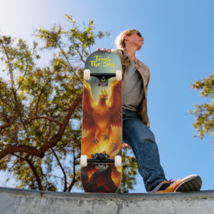 Skateboard Phénix Rouge Époustouflant Surgissant des Flammes