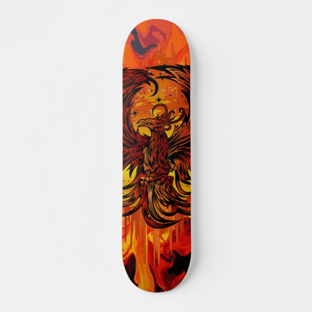 Skateboard Phoenix Rising Fire Art with Explosive Paint Flame (Devant)
