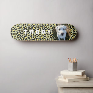 Skateboard Photo personnalisé de chien noir jaune léopard