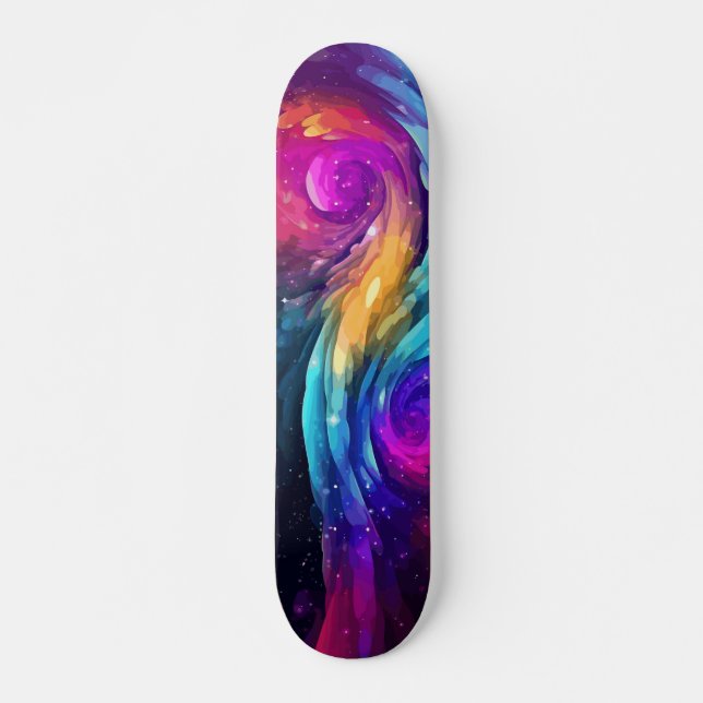 Skateboard Pièce colorée Peinture Abstraite Galaxie Art (Devant)