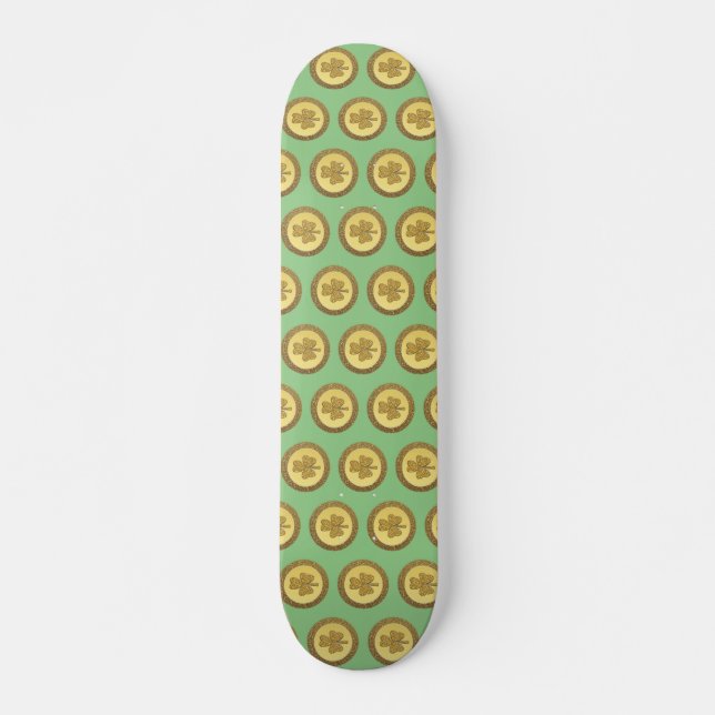 Skateboard Pièce d'or Shamrock irlandaise Lucky Patterned (Devant)
