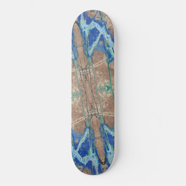Skateboard Pierre azurite Beige et Turquoise (Recto)