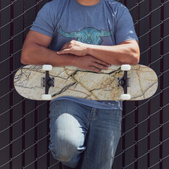 Skateboard Pierre de marbre texturée marron et noire (Extérieur 3)