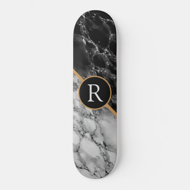 Skateboard Pierre noire et Marbre blanc tendance - Ajouter un (Recto)
