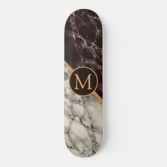 Skateboard Pierre noire et Marbre blanc tendance - Ajouter vo (Recto)