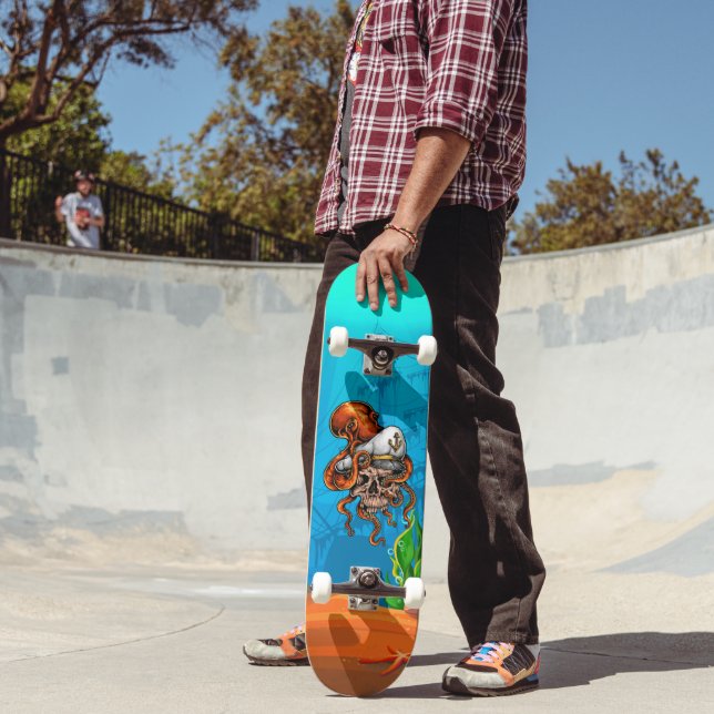 Skateboard Pieuvre Malchanceuse Capitaines Crâne Océan Nautic (Extérieur 2)