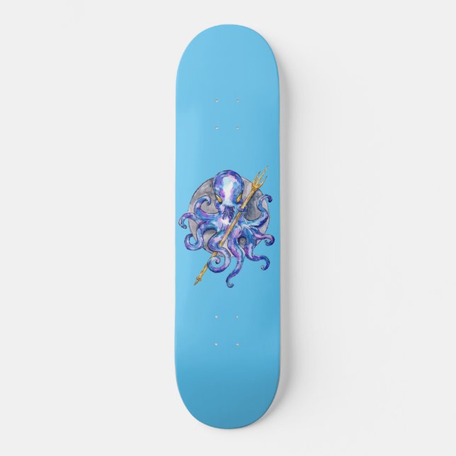 Skateboard Pieuvre Violette avec Trident (Recto)