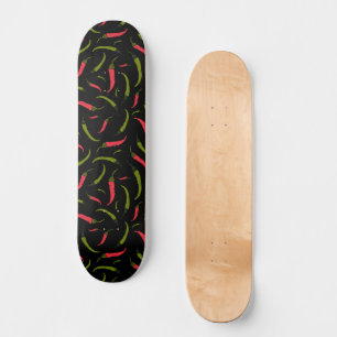 Skateboard Piment Peppers Patterned Black