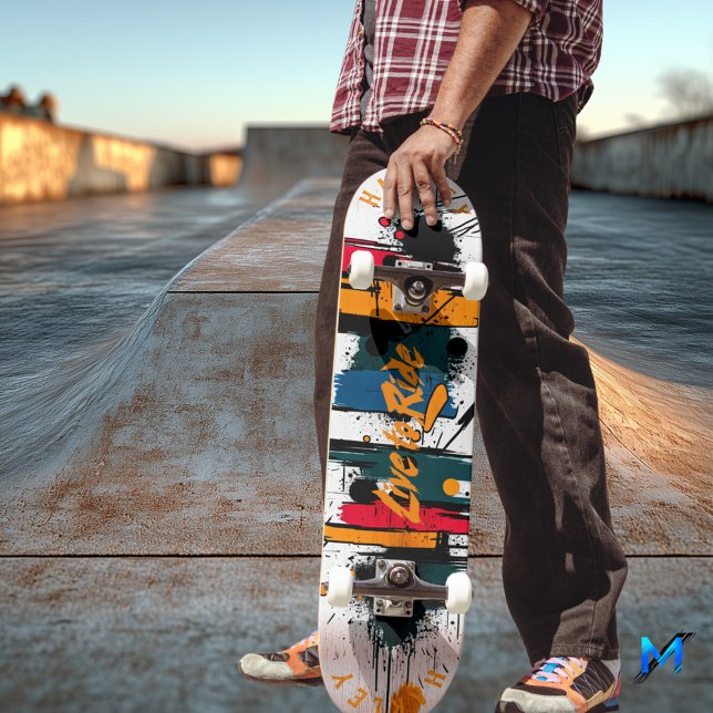Skateboard Pinceau Abstrait Gras - Conception Vivre pour Roul (Créateur téléchargé)