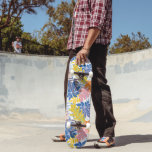 Skateboard Pink Blue Yellow Boho Palm Leaves<br><div class="desc">Colorful palm leaves are decorated with dots and lines giving the design a Boho vibe.</div>