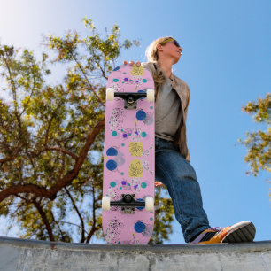 Skateboard Pink Chic Abstrait motif floral