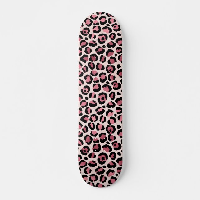 Skateboard Pink & Gold Leopard Animal Print, Leopard Gift (Devant)