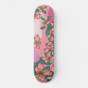 Skateboard Pink Hibiscus Hawaiian Flowers Floral