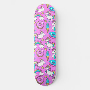 Skateboard Pink Kitschy glittery drôle de licorne et de chatt