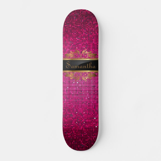 Skateboard Pink Parties scintillant Sequin Disco Glitz Comp S (Recto)