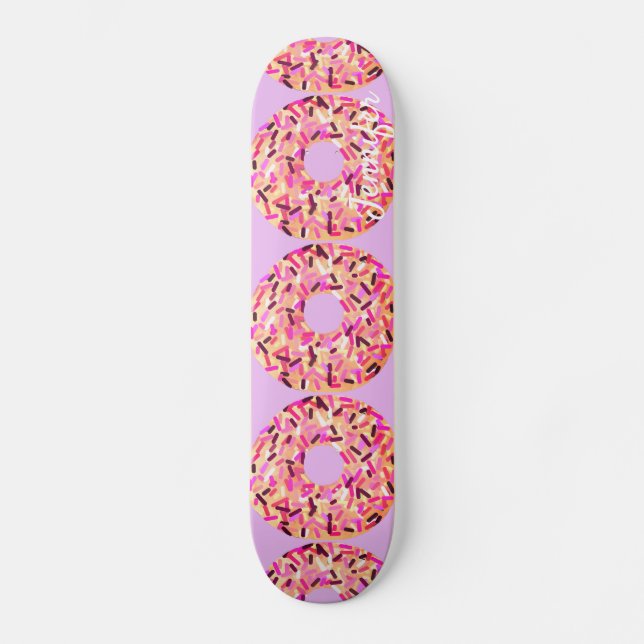 Skateboard Pink Sprinkle Donuts Girls Purple Nom personnalisé (Recto)