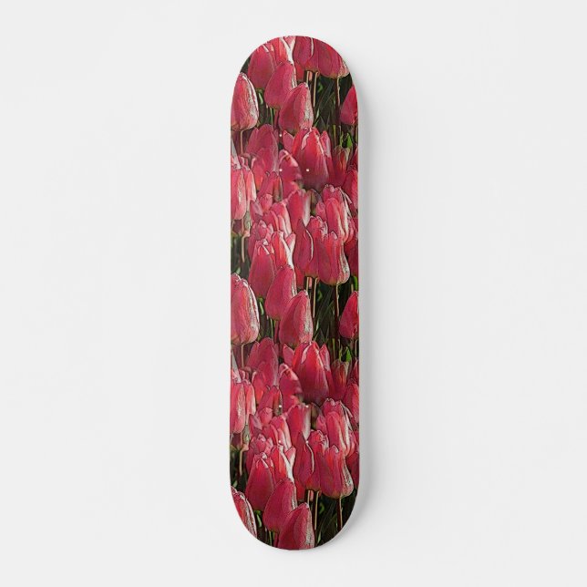 Skateboard Pink Tulips Floral (Devant)