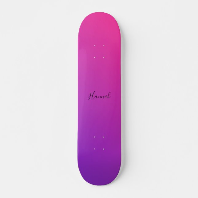 Skateboard Pink violet dégradé Personnalisé (Devant)