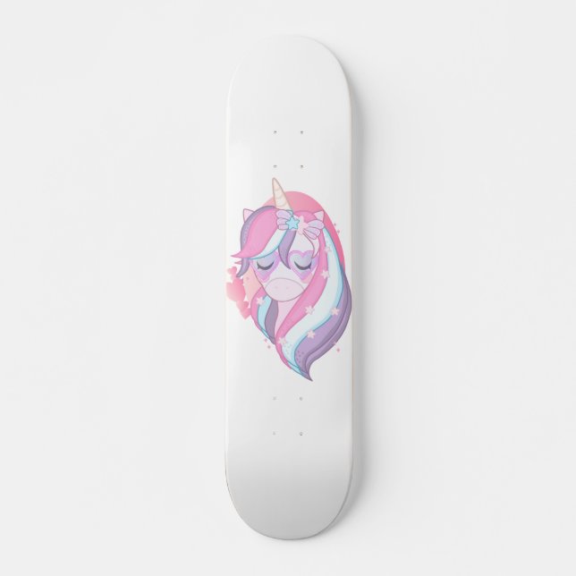 Skateboard Pink violet magique Unicorn Imaginaire (Devant)