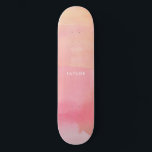 Skateboard Pink Watercolor Ombre Nom<br><div class="desc">Pink Watercolor Ombre Nom skateboard est doté d'effet rose,  lavande,  violet,  bleu et corail aquarelle,  plus votre nom.</div>