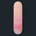 Skateboard Pink Watercolor Ombre Nom<br><div class="desc">Pink Watercolor Ombre Nom skateboard est doté d'effet rose,  lavande,  violet,  bleu et corail aquarelle,  plus votre nom.</div>