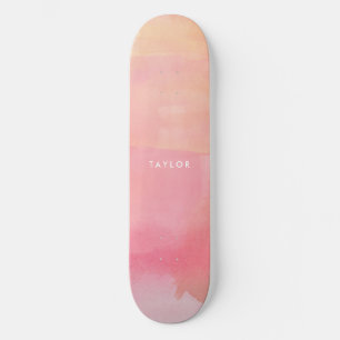 Skateboard Pink Watercolor Ombre Nom