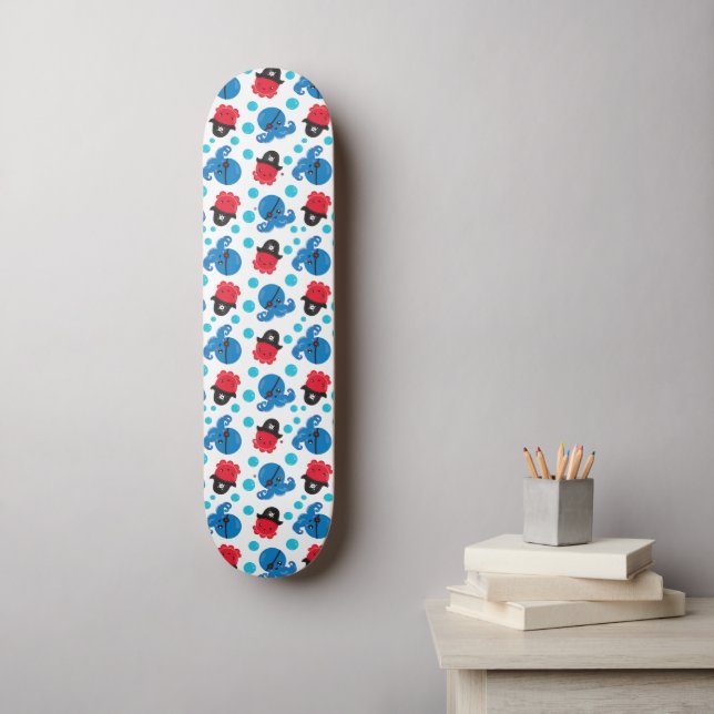 Skateboard Pirate Octopus, Motif de pieuvre, Animaux de mer (Art mural)