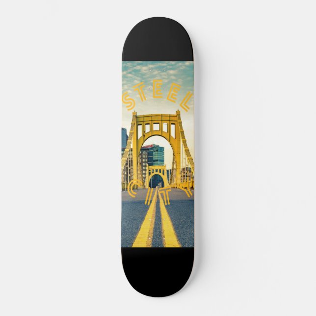 Skateboard Pittsburgh Steel City Skyline Bridge Pennsylvanie  (Recto)