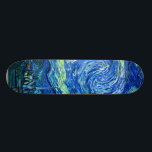 Skateboard Pix-Dezines van gogh nuit étoilée<br><div class="desc">Le célèbre tableau de Van Gogh,  "La Nuit étoilée". Peint pendant son séjour à l'asile de Saint Rémy dans les années 1880,  van Gogh dépeignait les collines ondulantes et les cyprès qu'il voyait depuis sa fenêtre.  Numériquement amélioré par PixDezines.Copyright © 2008-2016 PixDezines.com™ et PixDezines™ sur zazzle.com. Tous droits réservés.</div>