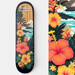Skateboard Plage de Paradis tropical et l'art des fleurs