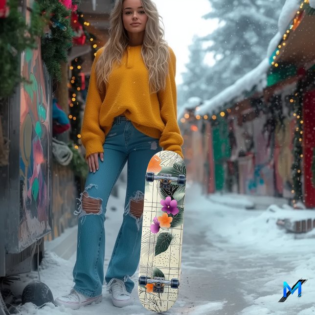 Skateboard Plage de patinage Abstrait à grille (Créateur téléchargé)