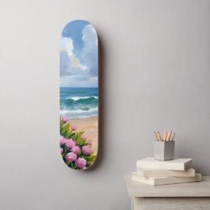 Skateboard Plage en fleurs   Hydrangea rose Côte océane côtiè