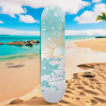 Plage turquoise et rose Vagues côtières Femme Débu