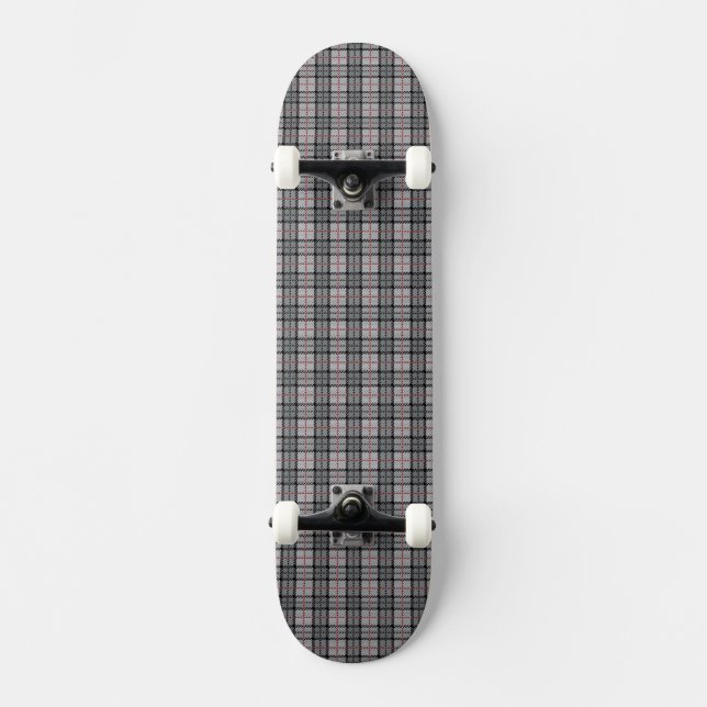 Skateboard Plaid de pixel dans le gris avec la rayure rouge (Recto)