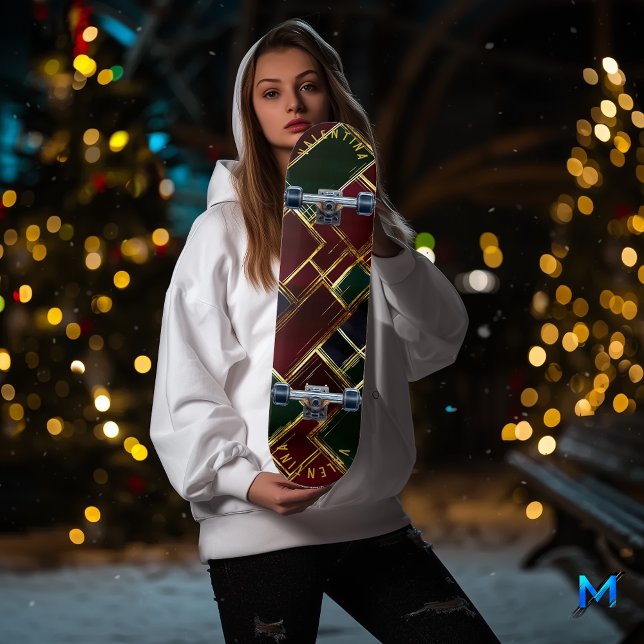 Skateboard Plaid de vacances de luxe avec accents dorés borde (Créateur téléchargé)