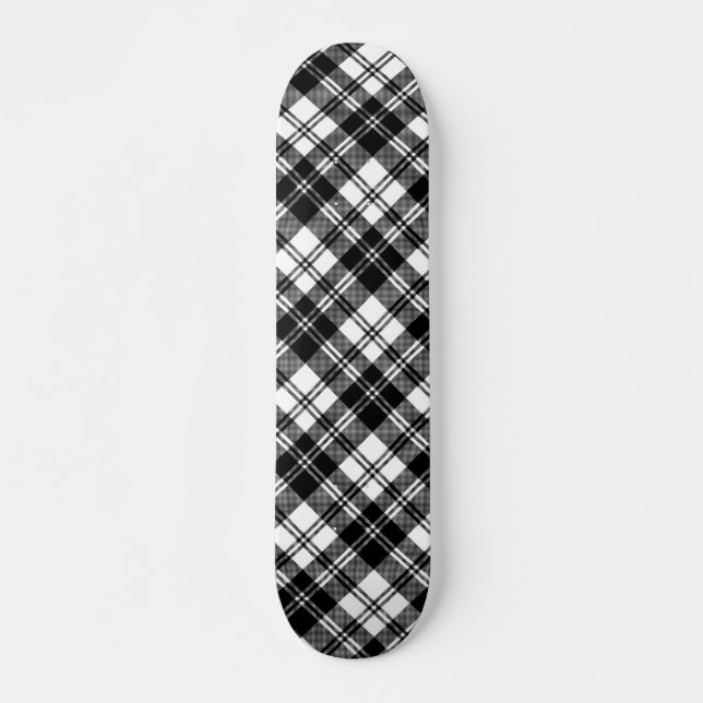Skateboard Plaid noir et blanc (Devant)