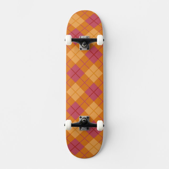 Skateboard Plaid polarisé dans l'orange et le rose (Recto)
