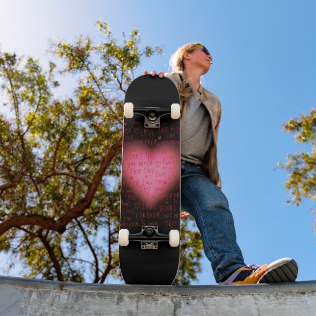 Skateboard Planche à roulettes à cœur rose (Extérieur 1)