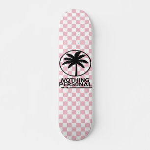 Skateboard Planche à roulettes à motif à carreaux rose et bla