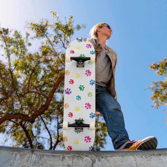 Skateboard Planche à roulettes à motif d'empreintes de pattes (Extérieur 1)