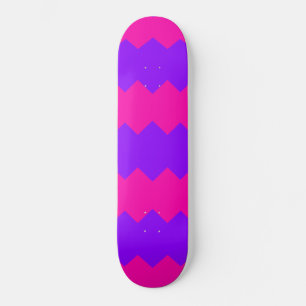Skateboard Planche à roulettes à motif rayé zig zag rose et v