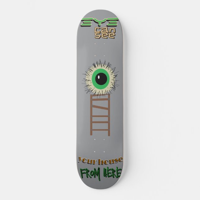 Skateboard Planche à roulettes à œil vert effrayant (Recto)